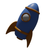 3d illustration of a cartoon rocket