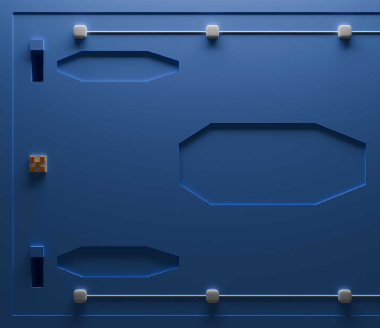 3d illustration of the right door of the nostronomo spaceship from the Alien movie. It's coloured blue with some white accents.