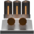 3d illustration of 3 vacuum tubes with a glowing filament on top of a small box.